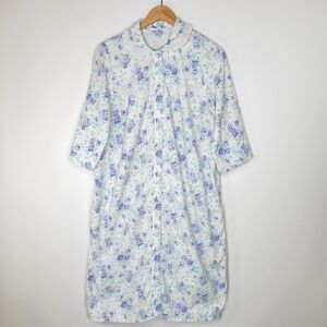 Vintage COLLECTIONS Floral House Coat Gown Size S ¾ Sleeve Ruffle Grandma